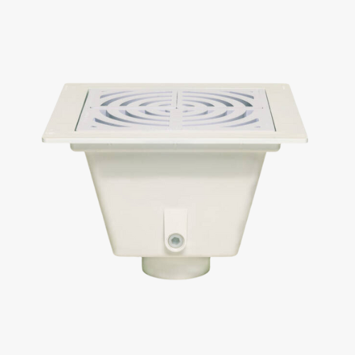 Coladeras cuadradas para piso con tapas planas, en medidas de 2″x3″, espiga de 3″, 3″x4″, espiga de 4″ y ajuste sobre tubería de 4″