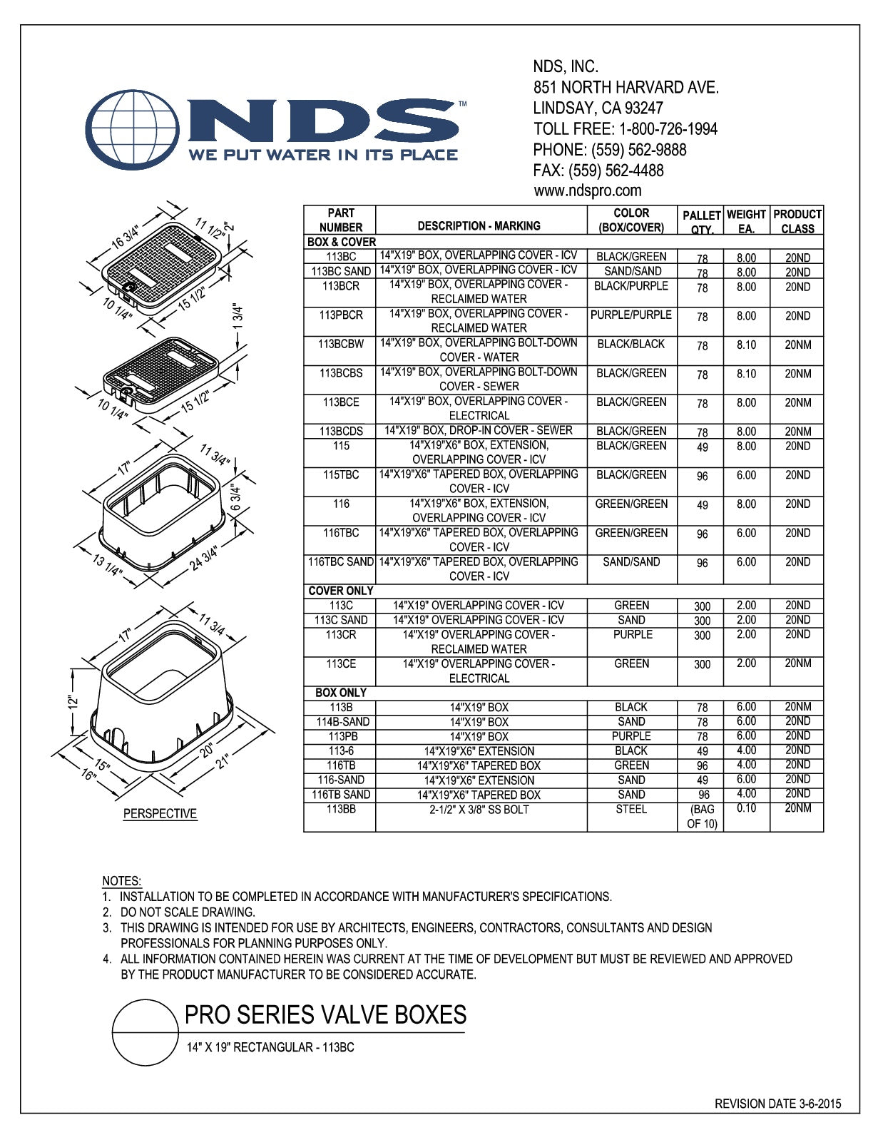 Caja de Registro para Válvulas de 14" x 19, Marca NDS Mexico, 113BCM, Quima, Proveedor autorizado, Distribuidor autorizado, Hoja tecnica, Ficha tecnica, Hoja seguridad