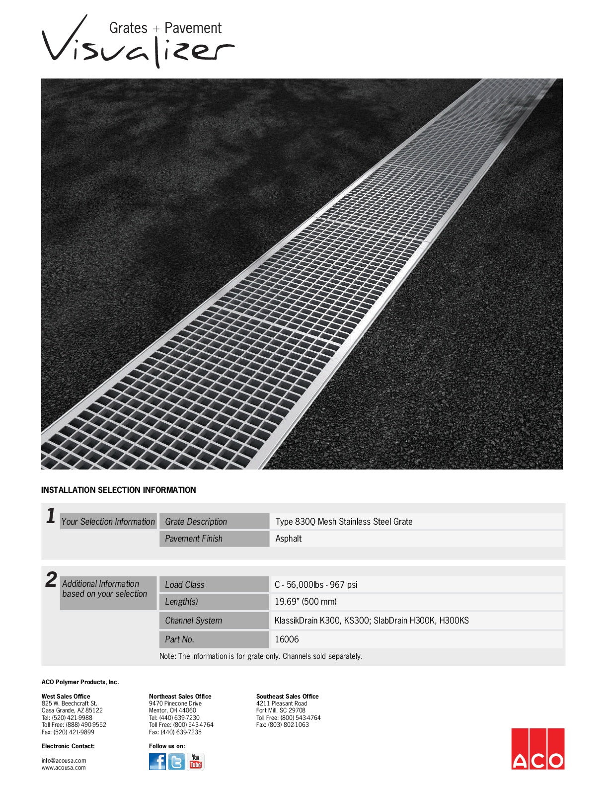 Trinchera - Rejilla Prefabricada de 12" Modelo Malla Acero Inoxidable, Marca Aco México, Quima, 830Q, Proveedor autorizado, Distribuidor autorizado, Hoja tecnica, Ficha tecnica, Hoja seguridad,