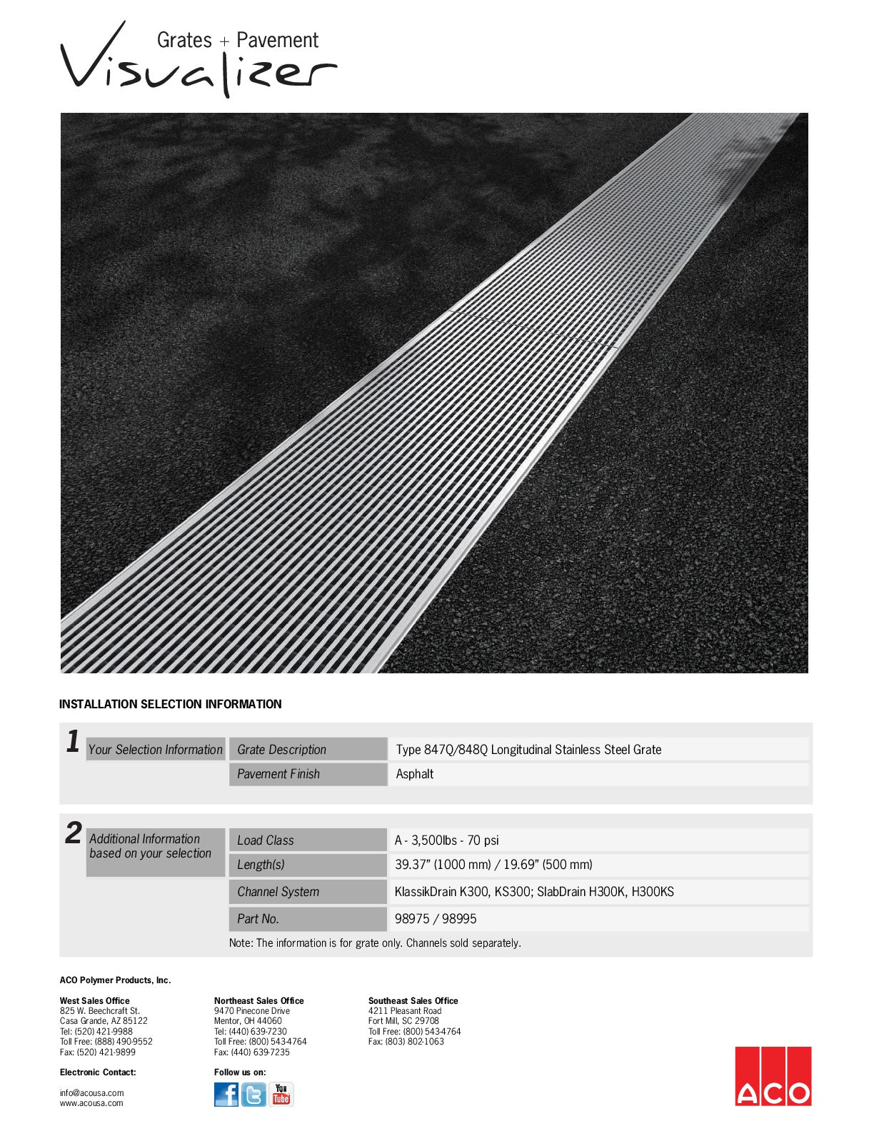 Trinchera - Rejilla Prefabricada de 12" Modelo Acero Inoxidable Longitudinal, Marca Aco Mexico, Quima, Distribuidor autorizado, Proveedor autorizado, 847q-848q, Hoja tecnica, Ficha tecnica, Hoja seguridad,