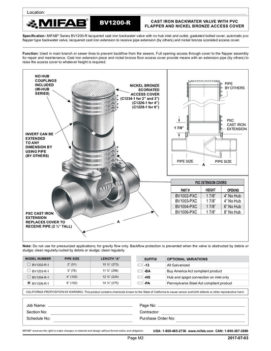 VÁLVULA DE CONTRAPRESIÓN DE HIERRO DÚCTIL CON PROTECTOR DE PVC Y TAPA DE ACCESO DE NÍQUEL BRONCE