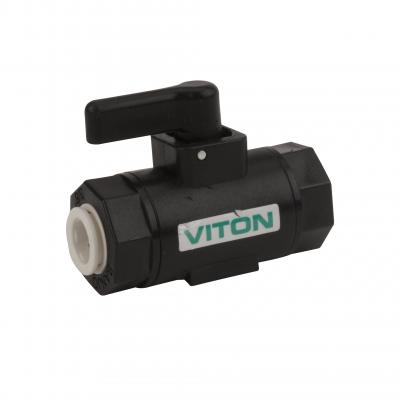Micro Valvula entrada Hembra y Push Luck de Polipropileno marca Banjo con Vitón, Quima.com, LVPL038V