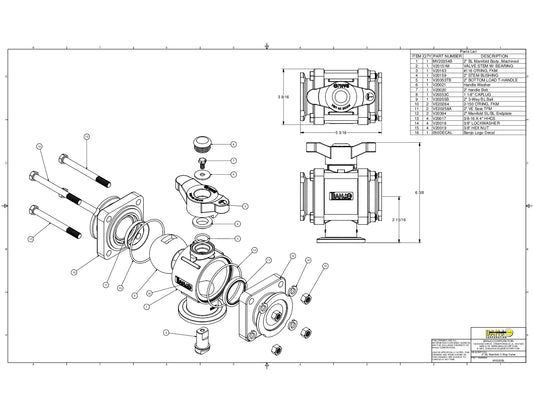 Válvula Manifold de Tres Vías con Salida Inferior de 2", Marca Banjo México, Quima, MV200BL, Distribuidor autorizado, Proveedor autorizado, Hoja tecnica, Ficha tecnica, Hoja seguridad