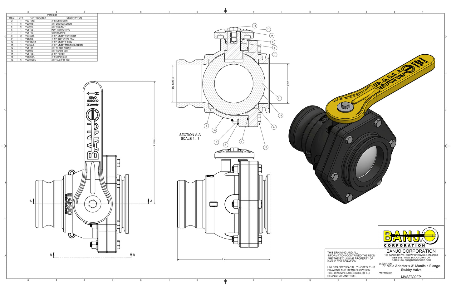 Válvula Manifold Amplia Apertura de 3", Marca Banjo México, Proveedor autorizado, Distribuidor autorizado, Quima, MVSF300FP, Hoja tecnica, Ficha tecnica, Hoja seguridad