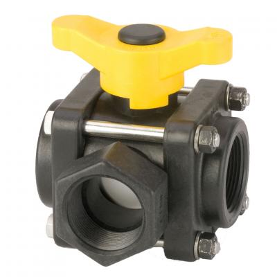 Válvula de Bola de 3 Vías con Salida Lateral Rosca Hembra de 1 1/2", Marca Banjo Mexico, Quima, V150SL, Distribuidor autorizado, Proveedor Autorizado