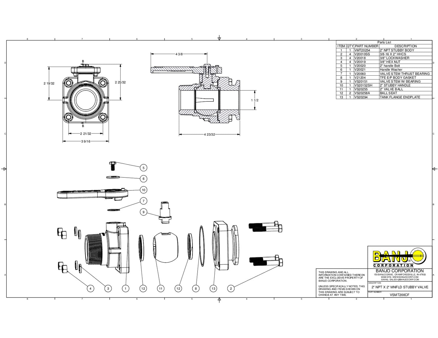 Válvula Manifold Uso Rápido de 2", Marca Banjo México, Quima, VSMT200CF, Distribuidor autorizado, Proveedor autorizado, Hoja seguridad, Hoja tecnica, Ficha tecnica