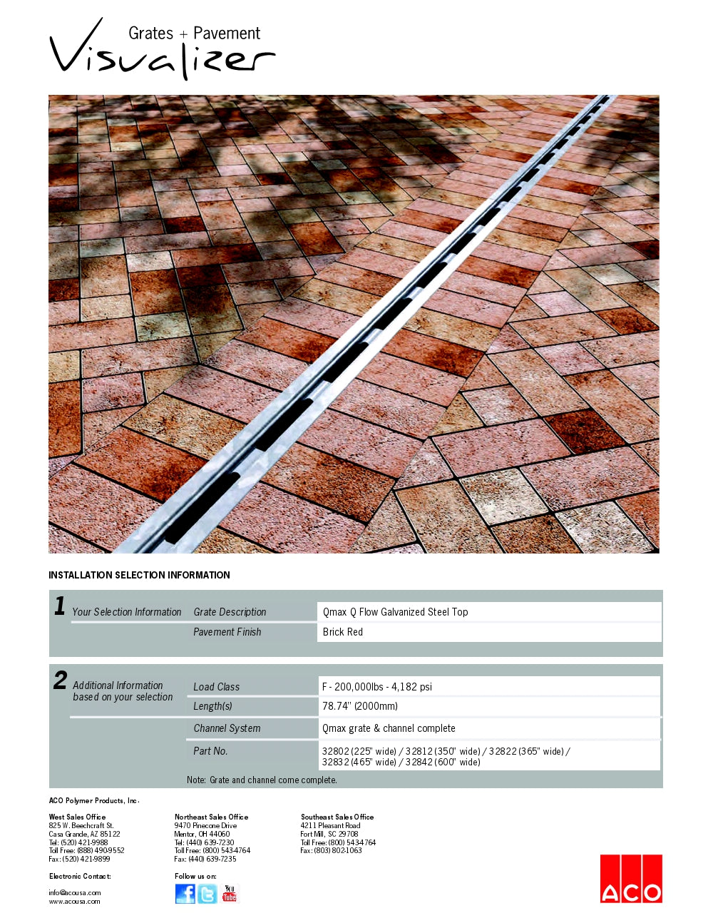 Trinchera-Rejilla Prefabricada de 2" Modelo Qmax Q Flow Galvanized Steel Top, Marca Aco Mexico, Quima, 32802 HT, Distribuidor autorizado, Proveedor autorizado, Hoja tecnica, Ficha tecnica, Hoja seguridad