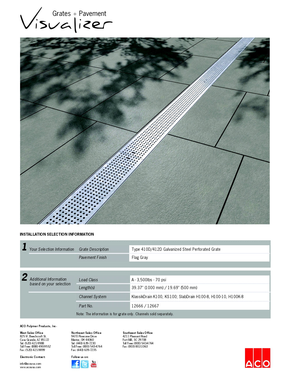 Trinchera - Rejilla Prefabricada de 4" Modelo Acero Galvanizado y Perforado, Marca ACO Mexico, Quima, 410D/412D, Distribuidor autorizado, Proveedor autorizado, Hoja tecnica, Ficha tecnica, Hoja de seguridad