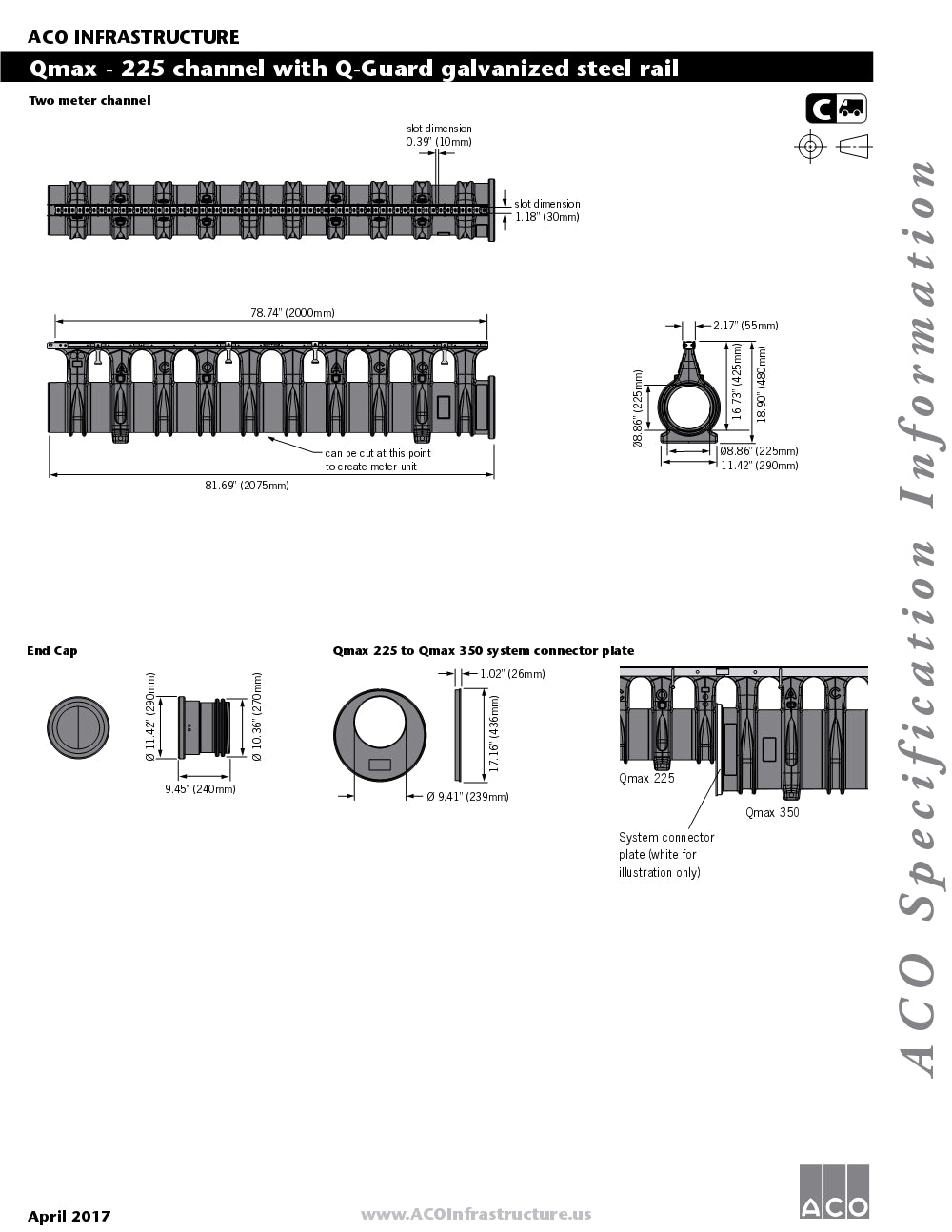 Trinchera-Rejilla Prefabricada de 2" Modelo Qmax Q Flow Galvanizado y Acero, Marca, Aco México, Quima, 32803, Distribuidor autorizado, Proveedor autorizado, Hoja tecnica, Ficha tecnica, Hoja seguridad
