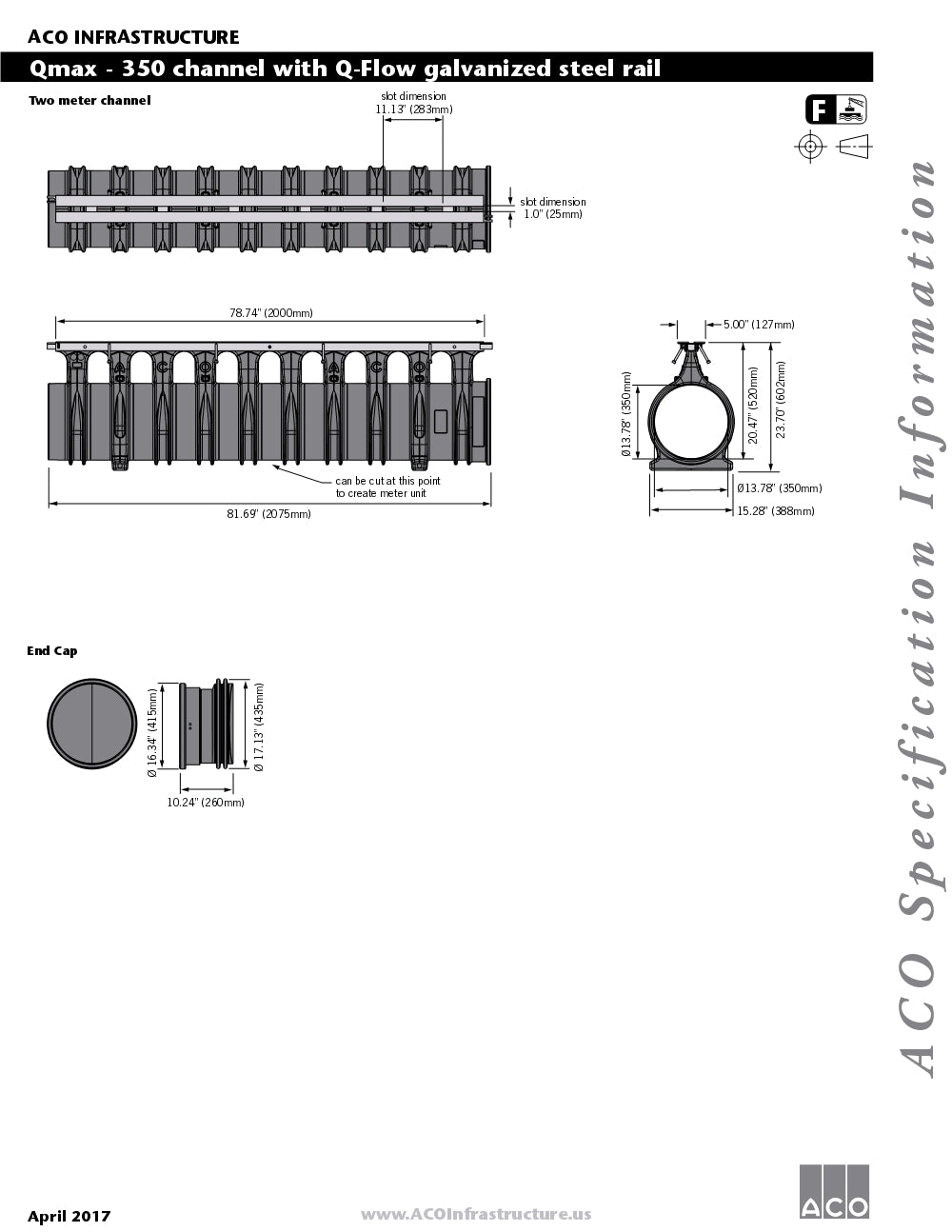 Trinchera-Rejilla Prefabricada de 2" Modelo Qmax Q Flow Galvanized Steel Top, Marca Aco Mexico, Quima, 32802 HT, Distribuidor autorizado, Proveedor autorizado, Hoja tecnica, Ficha tecnica, Hoja seguridad