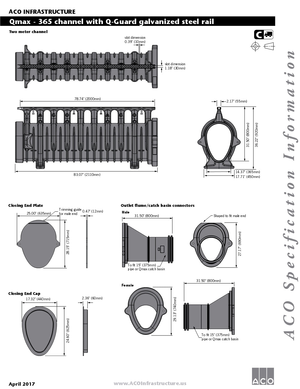 Trinchera-Rejilla Prefabricada de 2" Modelo Qmax Q Flow Galvanizado y Acero, Marca, Aco México, Quima, 32803, Distribuidor autorizado, Proveedor autorizado, Hoja tecnica, Ficha tecnica, Hoja seguridad