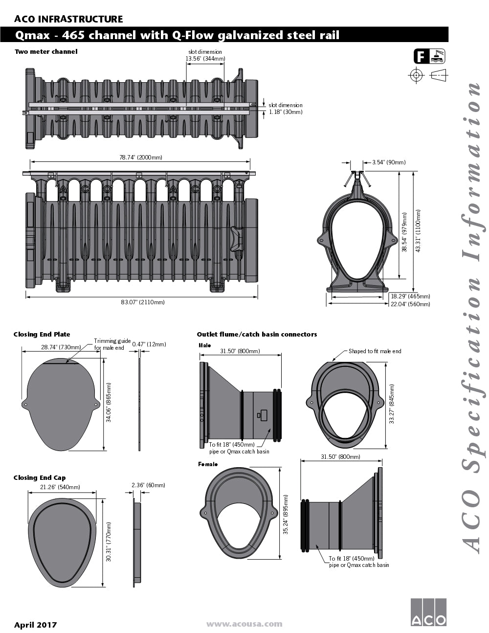 Trinchera-Rejilla Prefabricada de 2" Modelo Qmax Q Flow Galvanized Steel Top, Marca Aco Mexico, Quima, 32802 HT, Distribuidor autorizado, Proveedor autorizado, Hoja tecnica, Ficha tecnica, Hoja seguridad