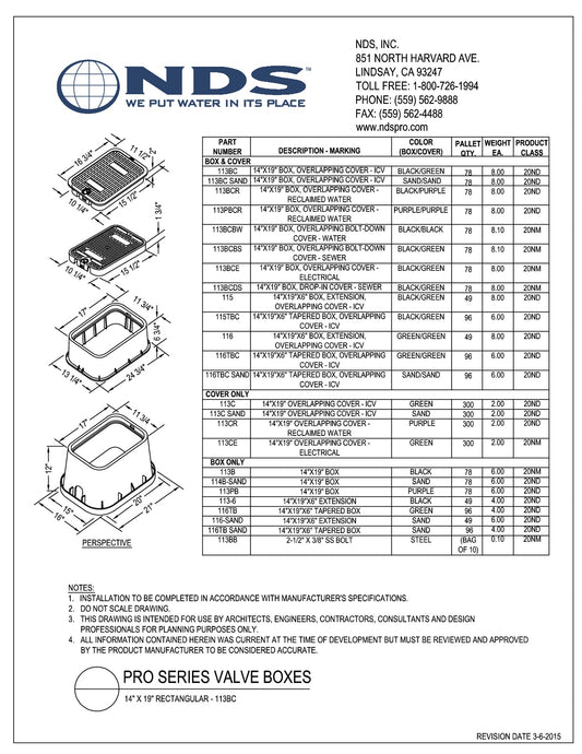 Caja de Registro para Válvulas de 14" x 19, Marca NDS México, Quima, 113BCE, Distribuidor autorizado, Proveedor autorizado, Hoja tecnica, Ficha tecnica, Hoja seguridad 