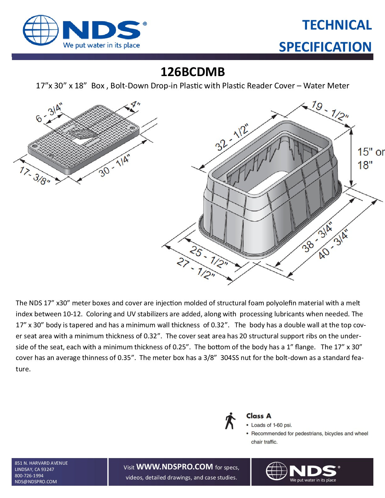 Caja de Registro para Válvulas de 17" x 30" x "18, Marca NDS México, Quima, Proveedor autorizado, Distribuidor autorizado, 126BCDMB, Hoja tecnica, Ficha tecnica, Hoja seguridad