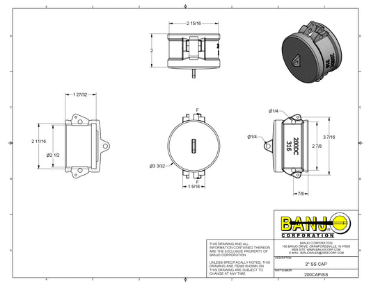 Conexión Rápida Tapón Hembra de Acero Inoxidable, Tipo CAP, Marca Banjo Mexico, Quima, 200CAP/SS, Distribuidor autorizado, Proveedor autorizado, Hoja tecnica, Ficha tecnica, Hoja seguridad