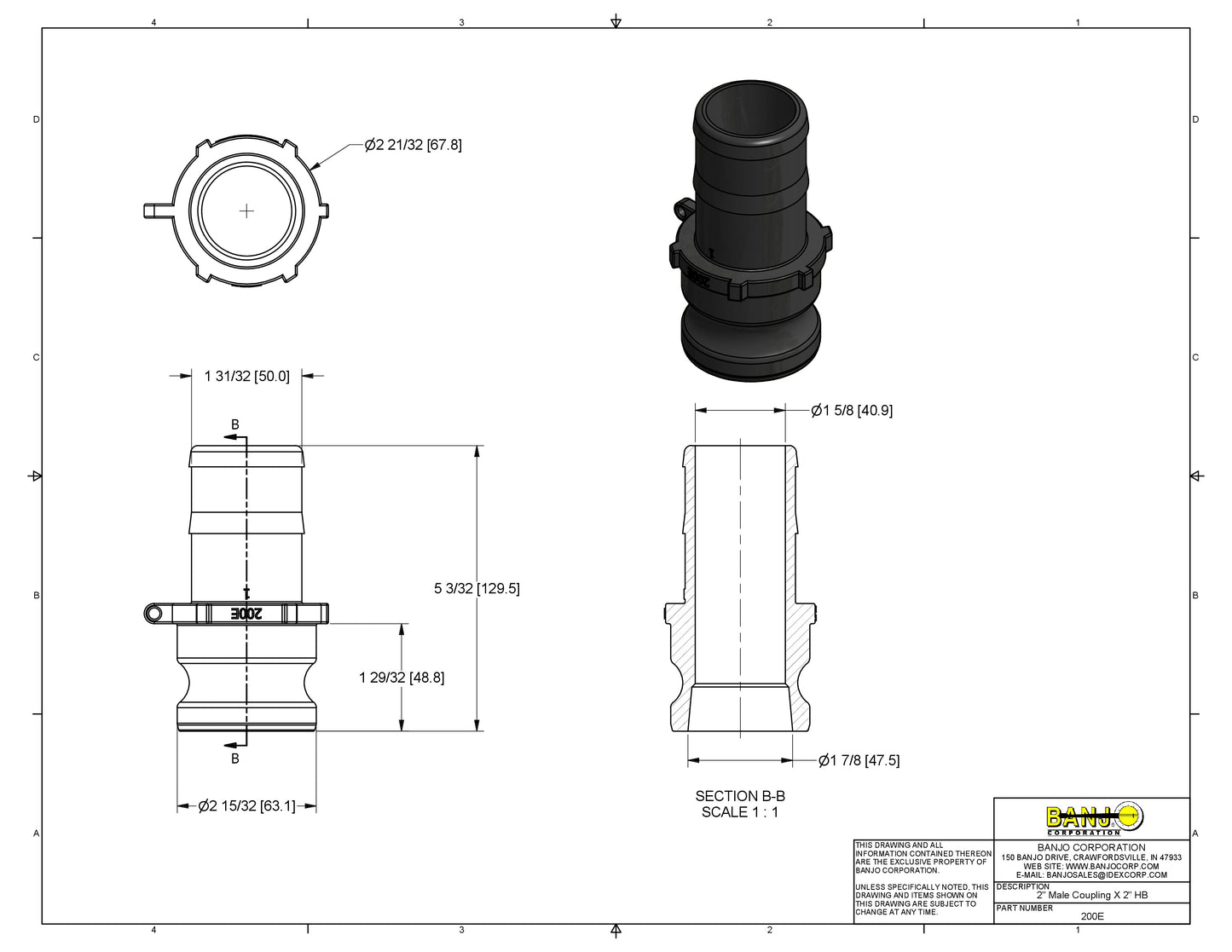 Conexión Rápida Macho con Espiga para Manguera , Tipo E , Marca Banjo México, Quima.com, 200E , Tipo E , Distribuidor Autorizado Proveedor Autorizado, Hoja tecnica, Ficha tecnica, Hoja seguridad