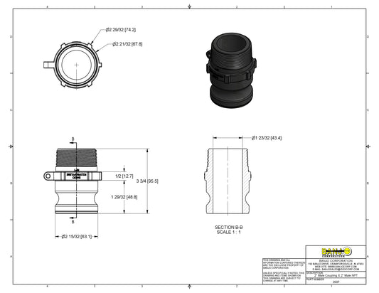 Conexión Rápida Adaptador con Rosca Macho, Tipo F, Marca Banjo Mexico, Quima.com, 200F Tipo F , Distribuidor Autorizado Proveedor Autorizado, Hoja tecnica, Ficha tecnica, Hoja seguridad