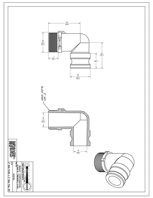 Conexión Adaptador con Rosca Macho de 90° Tipo F, Marca Banjo México, Quima, 200F90, 150F90, Distribuidor autorizado, Proveedor autorizado, Hoja tecnica, Ficha tecnica, Hoja seguridad