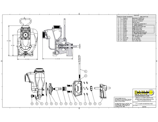 Bomba Centrifuga de 2" en Hierro Fundido con Pedestal marca Banjo, Quima.com, quima, 200PBI, Hoja Tecnica