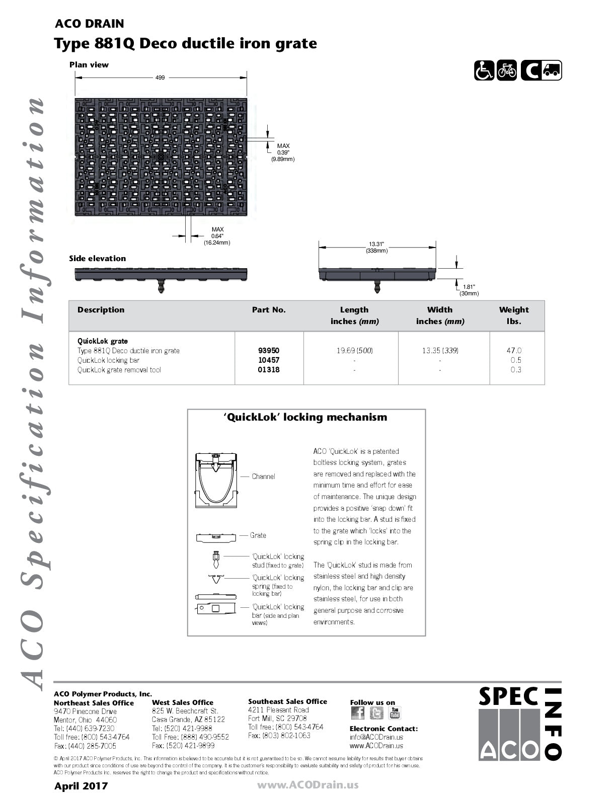 Trinchera - Rejilla Prefabricada de 12" Modelo Hierro Dúctil Decorativo