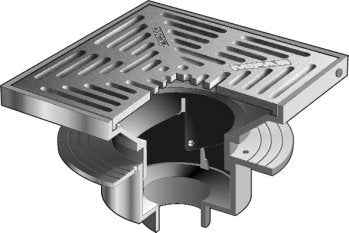 Coladera de Piso con Rejilla Cuadrada Removible de 12" marca Mifab, Quima.com, F1440