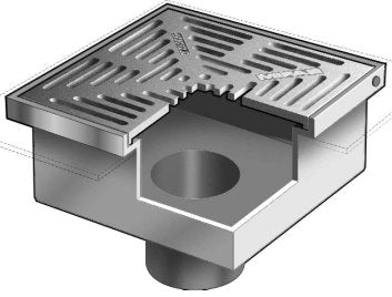 Coladera de Piso con Rejilla Cuadrada Removible de 12" amplia Cavidad Cuadrada marca Mifab, Quima.com, F1480