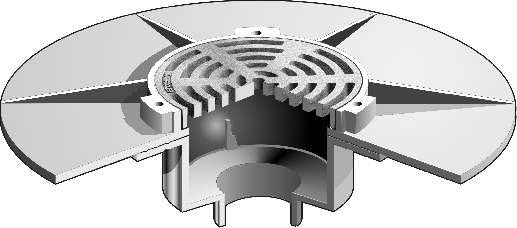 Coladera de Piso con Rejilla Circular Removible de 9" amplio Reborde marca Mifab, Quima, F1530