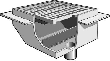 Coladera de Piso con Rejilla Cuadrada 24"x24" y Recolector de Solidos marca Mifab, Quima.com, F1590