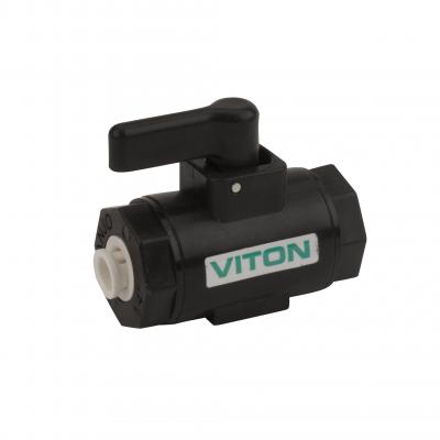 Micro Valvula entrada Hembra y Push Luck de Polipropileno marca Banjo con Viton, Quima.com, LVPL025V