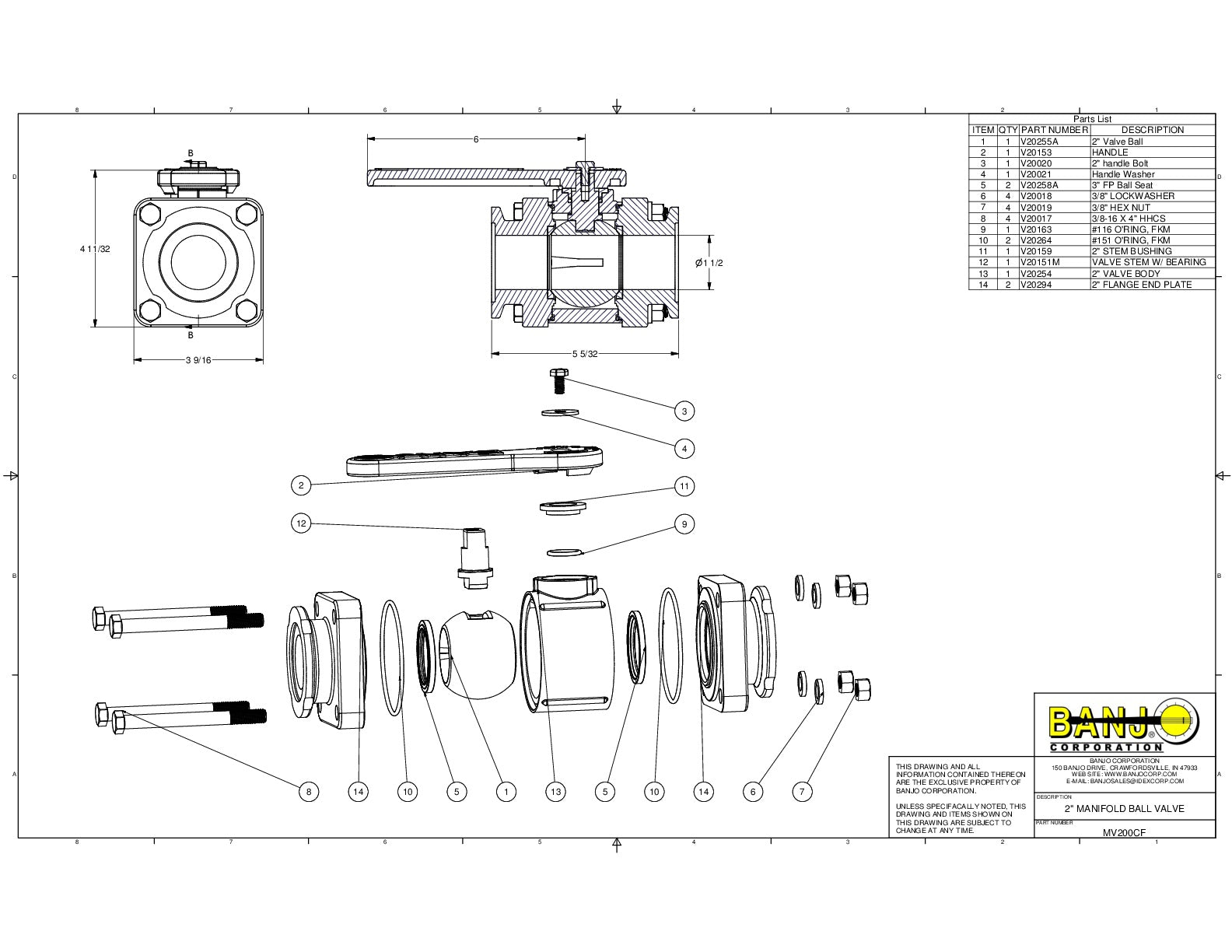 Válvula Manifold  de Uso Rápido de 2", Marca Banjo México, MV200CF, Quima, Proveedor autorizado, Distribuidor autorizado, Hoja tecnica, Ficha tecnica, Hoja seguridad