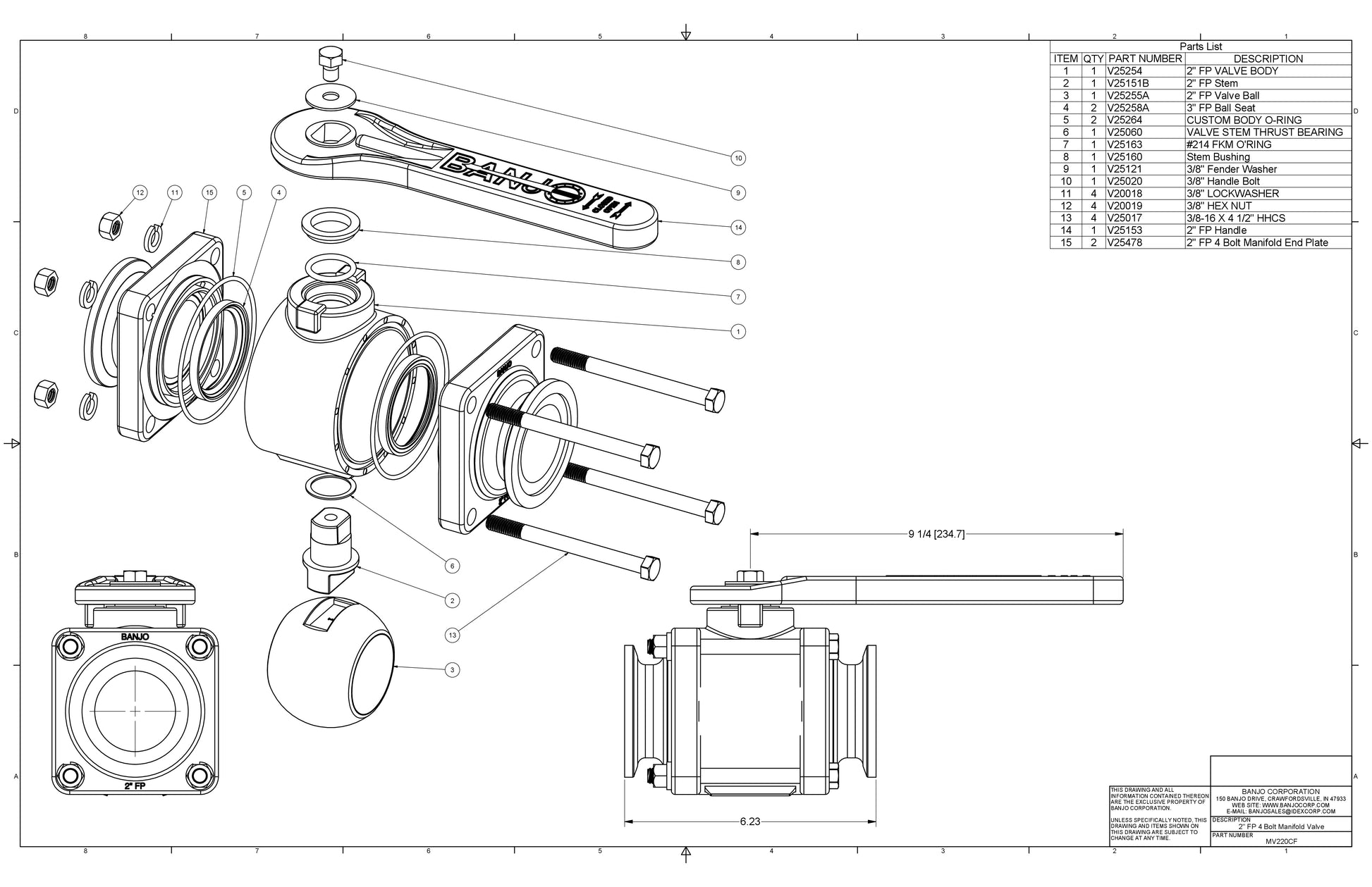 Válvula Manifold  de Amplia Apertura de 2", Marca Banjo México, Quima, Distribuidor autorizado, Proveedor autorizado, MV220CF, Hoja tecnica, Ficha tecnica, Hoja seguridad 