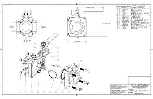 Válvula Manifold Apertura Amplia de 2", Marca Banjo México, Quima, MVS220HSFP, Proveedor autorizado, Distribuidor autorizado, Hoja seguridad, Ficha tecnica, Hoja tecnica