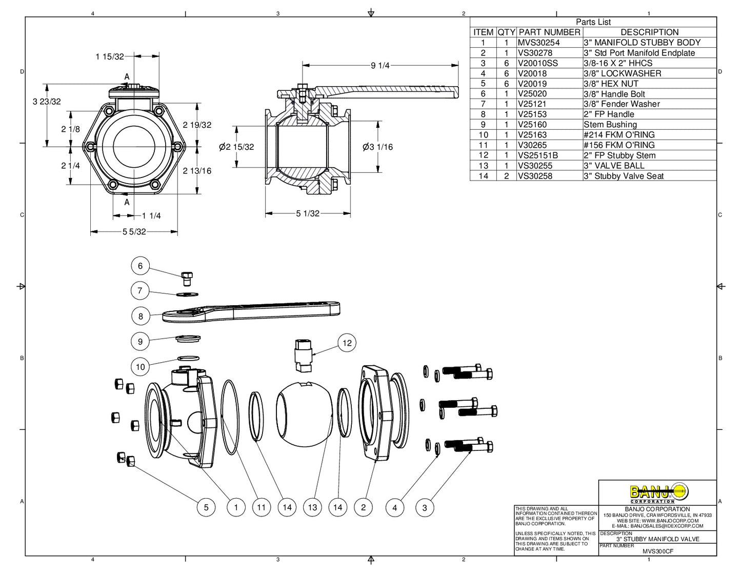 Válvula Manifold Amplia Apertura de 3", Marca Banjo Mexico, Quima, Proveedor autorizado, Distribuidor autorizado, MVS300CFFP, Hoja tecnica, Ficha tecnica, Hoja seguridad