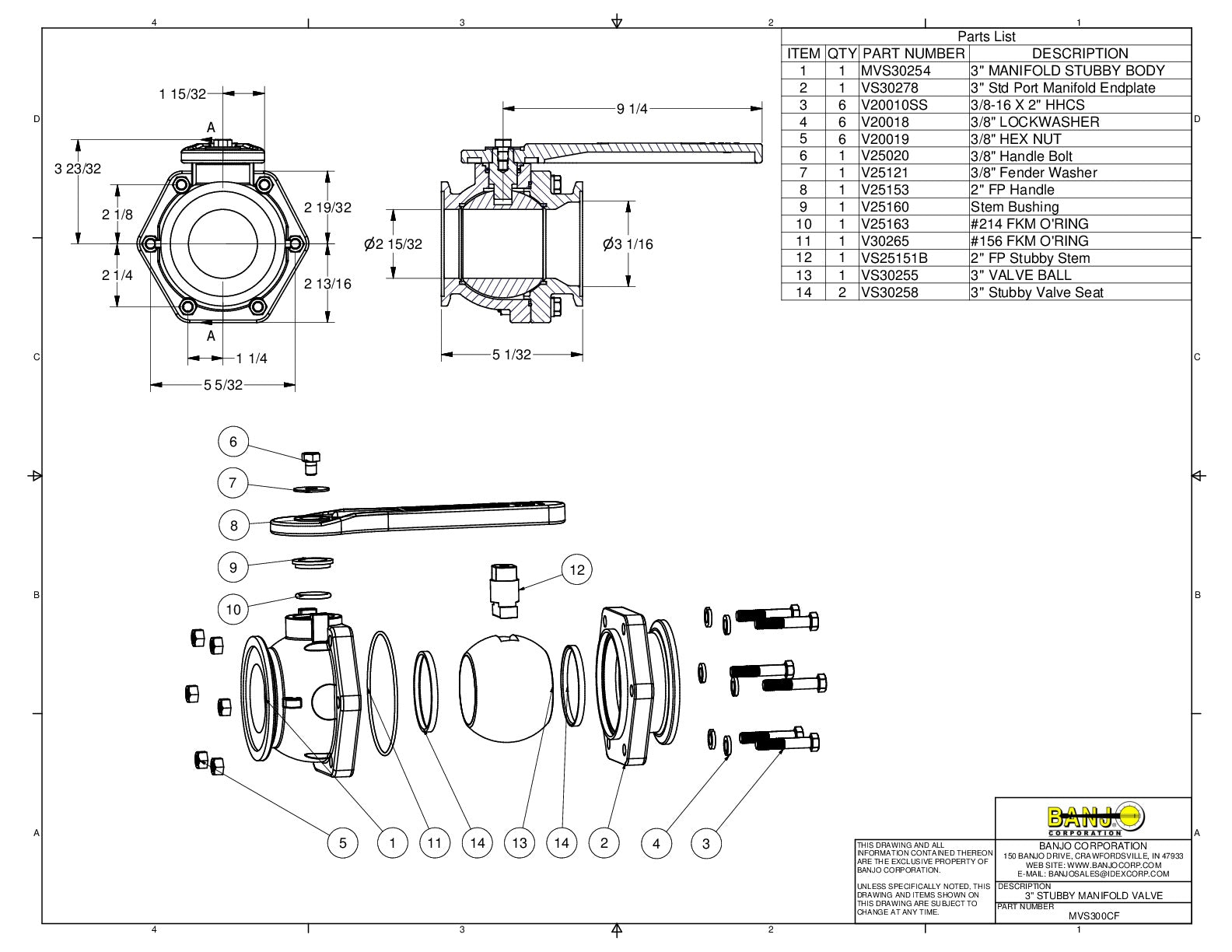 Válvula Manifold Amplia Apertura de 3", Marca Banjo Mexico, Quima, Proveedor autorizado, Distribuidor autorizado, MVS300CFFP, Hoja tecnica, Ficha tecnica, Hoja seguridad