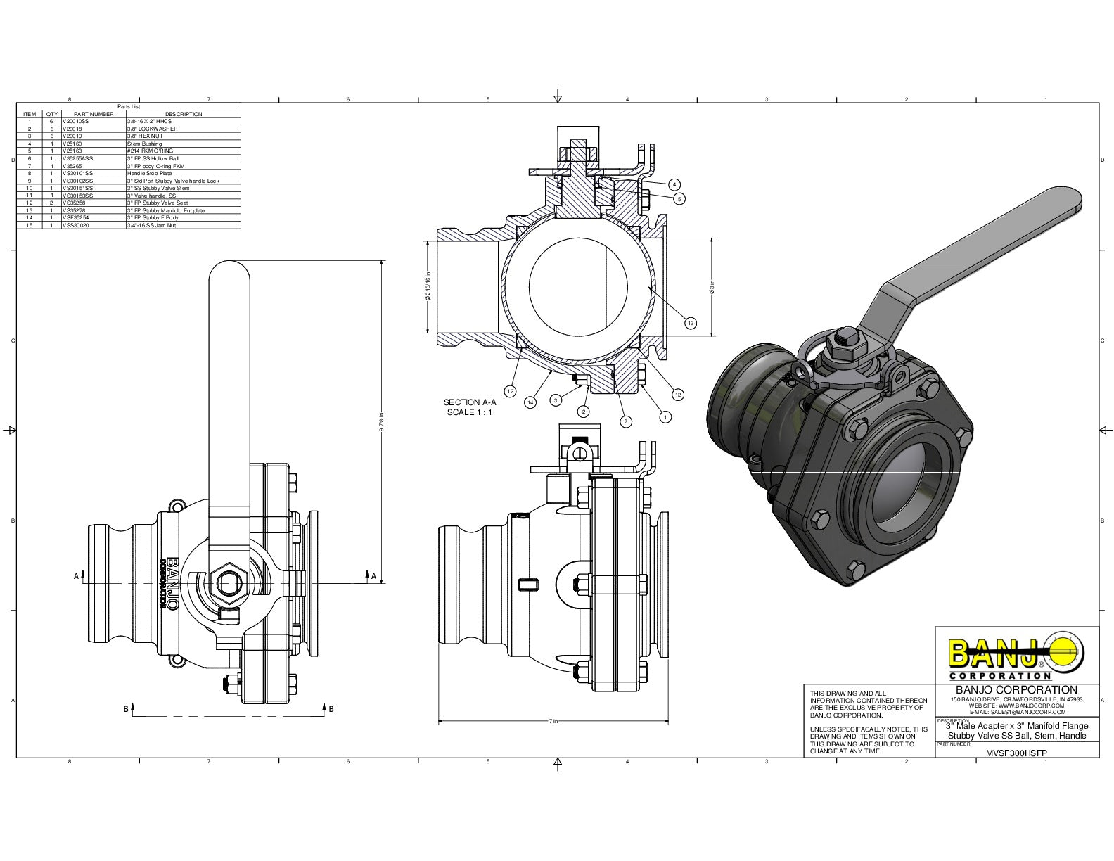 Válvula Manifold Amplia Apertura de 3", Marca Banjo Mexico, Quima, MVSF300HSFP, Distribuidor autorizado, Proveedor autorizado, Hoja tecnica, Ficha tecnica, Hoja seguridad 