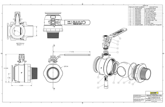 Válvula Manifold Amplia Apertura de Acero inoxidable de 2", Marca Banjo México, Quima, MVSMT220SS, Distribuidor autorizado, Proveedor autorizado, Hoja tecnica, Ficha tecnica, Hoja seguridad 