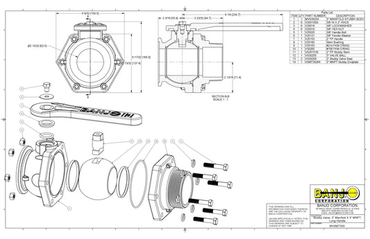 Válvula Manifold Estandar de 3", Marca Banjo México, Quima, MVSMT300, Distribuidor autorizado, Proveedor autorizado, Hoja tecnica, Ficha tecnica, Hoja de seguridad