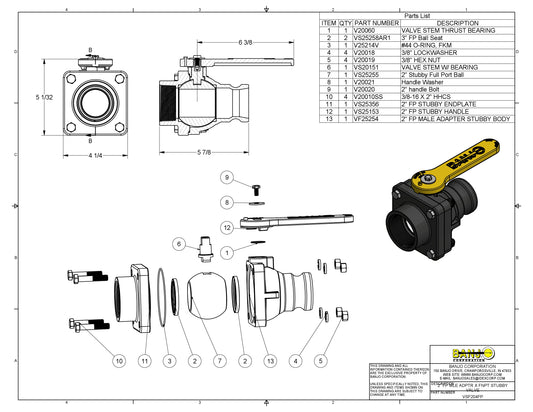 Valvula de Bola compacta de 2" Conexión rápida Macho y Rosca Hembra Marca Banjo Mexico , Quima , Hoja Tecnica , Hoja seguridad Ficha Tecnica, VSF204FP