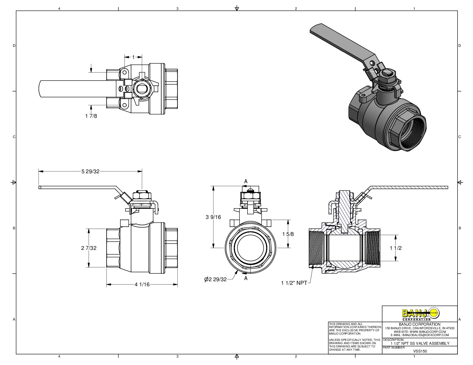 Válvula de Bola de Amplia Apertura 1 1/2", Marca Banjo México, Quima, VSS150, Proveedor autorizado, Distribuidor autorizado, Hoja técnica, Ficha técnica, Hoja seguridad 