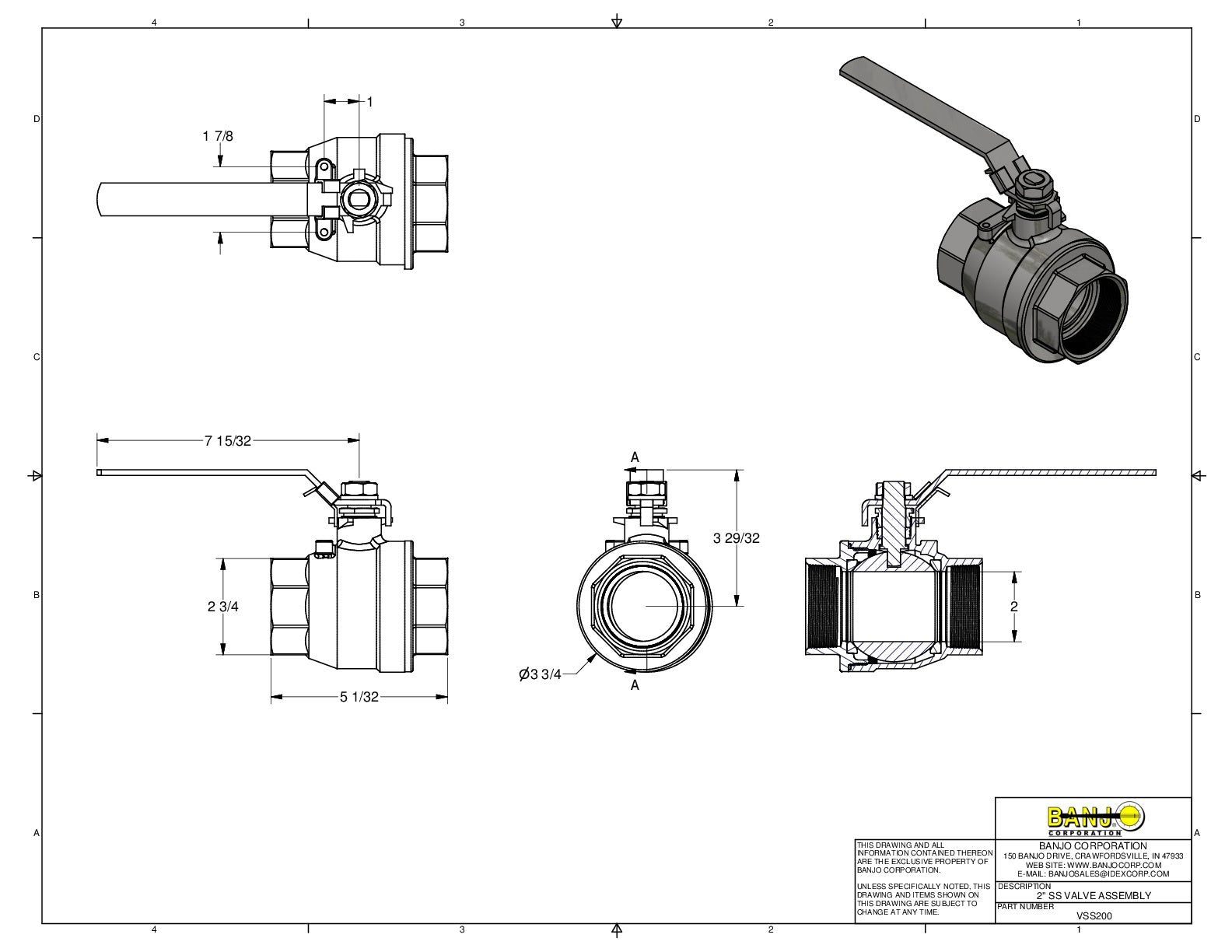 Válvula de Bola de Amplia Apertura 2", Marca Banjo México, Quima, VSS200, Proveedor autorizado, Distribuidor autorizado, Hoja técnica, Ficha técnica, Hoja seguridad