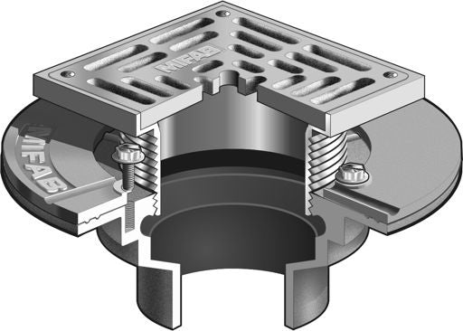 Coladera de Piso con Rejilla Cuadrada para Membrana marca Mifab, Quima.com, F1000-SC