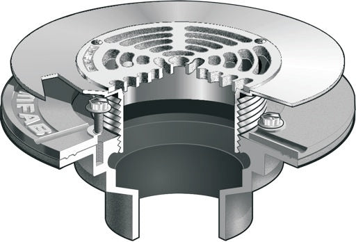 Coladera de Piso con Rejilla Circular Extendida para Membrana marca Mifab, Quima, F1100-C-FT