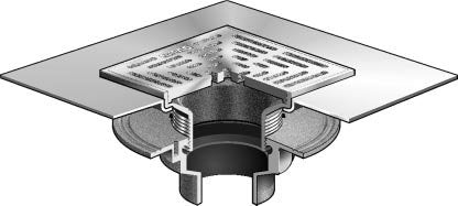 Coladera de Piso con Rejilla Cuadrada Extra Extendida marca Mifab, Quima.com, F1100-ZS