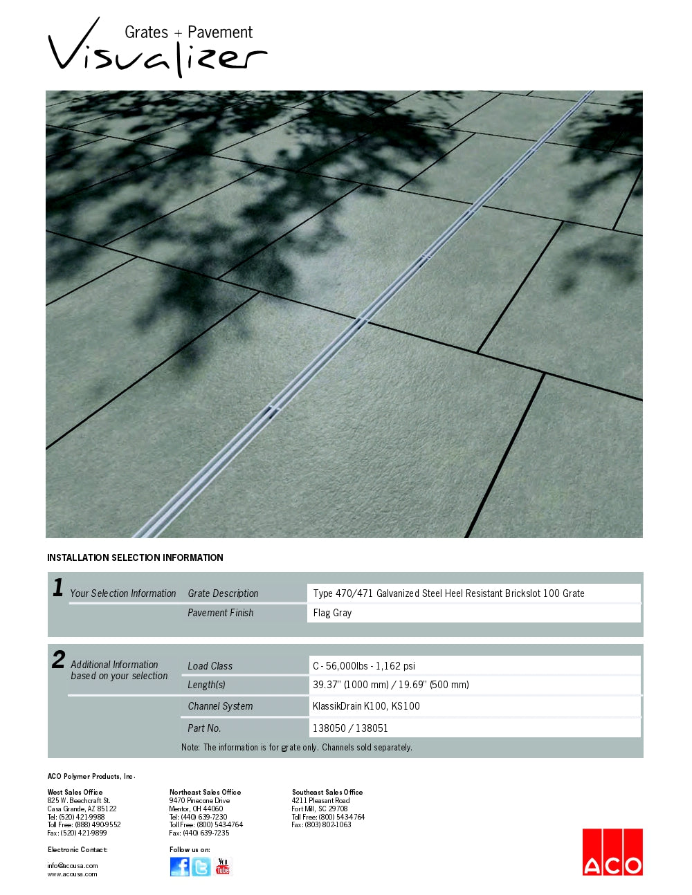 Trinchera - Rejilla Prefabricada de 4" Modelo Brickslot Acero Galvanizado Heel Resistant, Marca Aco México, 470-471, Quima, Distribuidor autorizado, Proveedor autorizado, Hoja tecnica, Ficha tecnica, Hoja seguridad