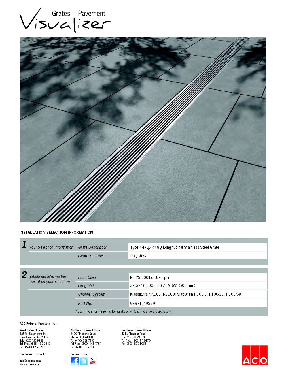 Trinchera - Rejilla Prefabricada de 4" Modelo Longitudinal Acero Inoxidable, Marca Aco Mexico, Quima, 447Q, 448Q, Distribuidor autorizado, Proveedor autorizado, Hoja seguridad, Hoja tecnica, Ficha tecnica