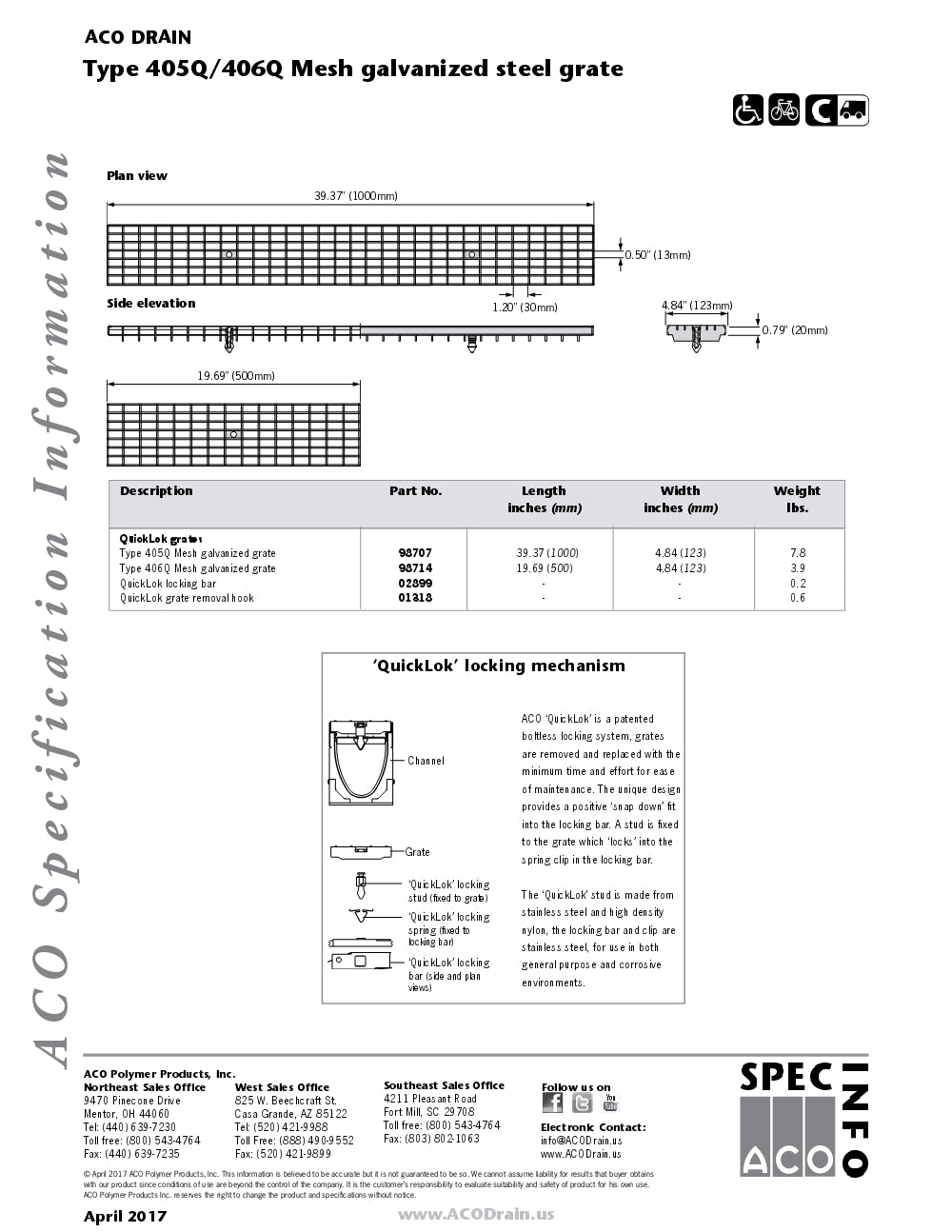 Trinchera - Rejilla Prefabricada de 4" Modelo Acero Galvanizado, Marca Aco México, Distribuidor autorizado, Proveedor autorizado, Quima, 411Q, Hoja seguridad, Hoja tecnica, Ficha tecnica