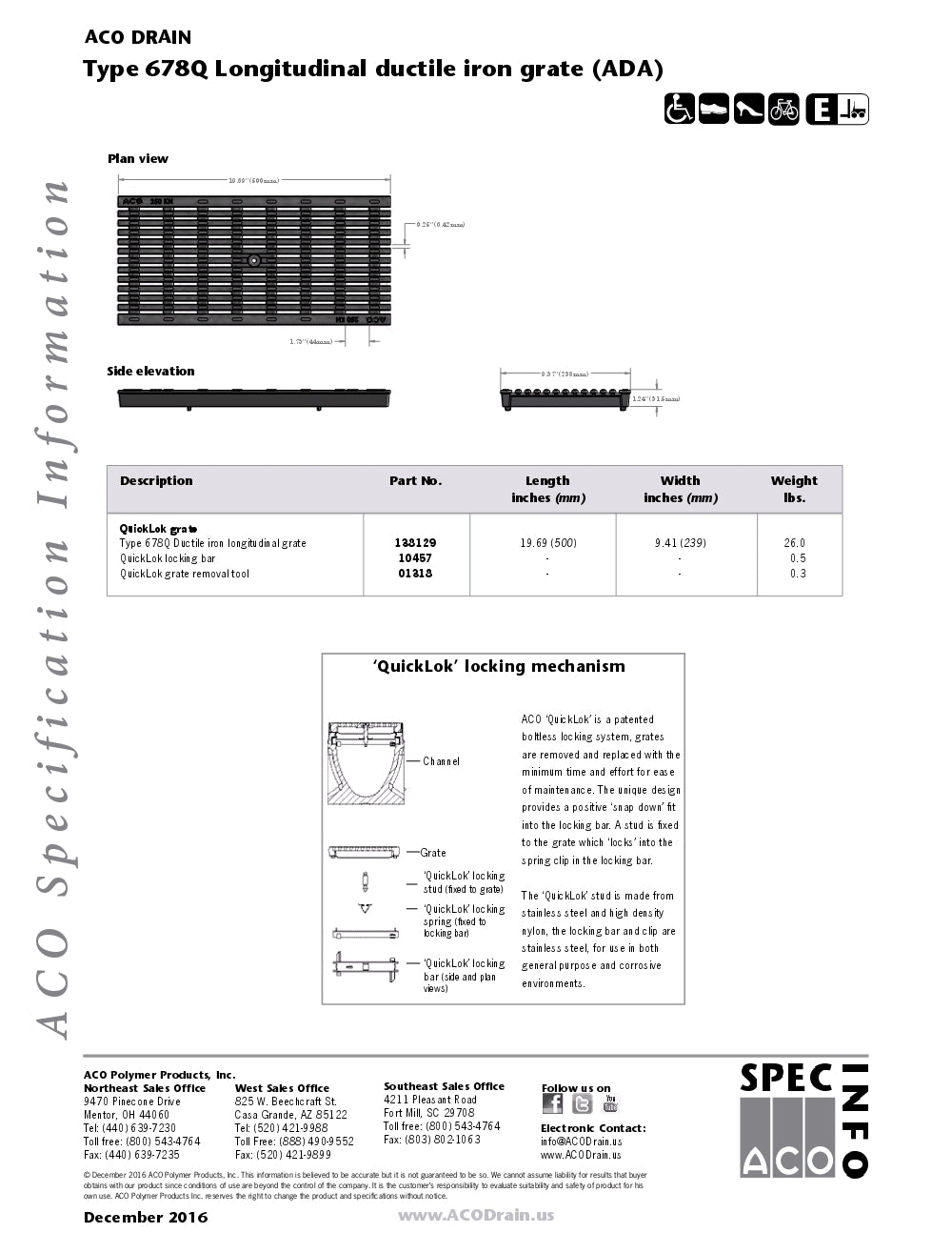 Trinchera Prefabricada de 8" Modelo Longitudinal Hierro Dúctil, Marca Aco Mexico, Quima, 078D, Proveedor autorizado, Distribuidor autorizado, Hoja tecnica, Ficha tecnica, Hoja seguridad