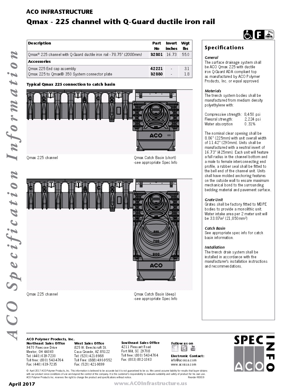 Trinchera-Rejilla Prefabricada de 2" Modelo Qmax Q Guard de Tubería de Hierro Dúctil, Marca Aco Mexico, Quima, 32801, Distribuidor autorizado, Proveedor autorizado, Ficha tecnica, Hoja tecnica, Hoja de seguridad