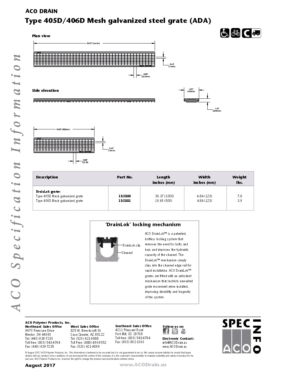 Trinchera Prefabricada de 4" Modelo Mosaico Plástico Negro, Marca Aco Mexico, Quima, 405D/406D, Distribuidor autorizado, Proveedor autorizado, Hoja tecnica, Ficha tecnica, Hoja seguridad