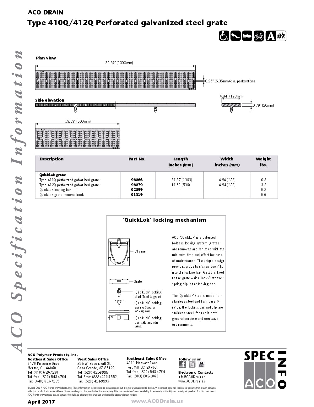 Trinchera - Rejilla Prefabricada de 4" Modelo Acero Galvanizado, Marca Aco Mexico, Quima, 410Q, Distribuidor autorizado Proveedor autorizado, Hoja tecnica, Ficha tecnica, Hoja seguridad